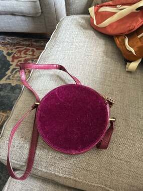 Free People Velvet and Faux Croc Circle Crossbody Bag